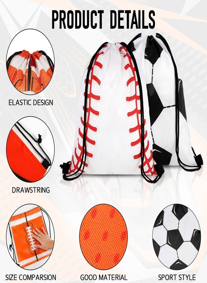Dyrfolm 24 Pcs Sports Drawstring Bags, Sports Party Favors Goodie Bags for Soccer Baseball Basketball Football, Orange, 9.84 x 11.6 Inch - Image 3